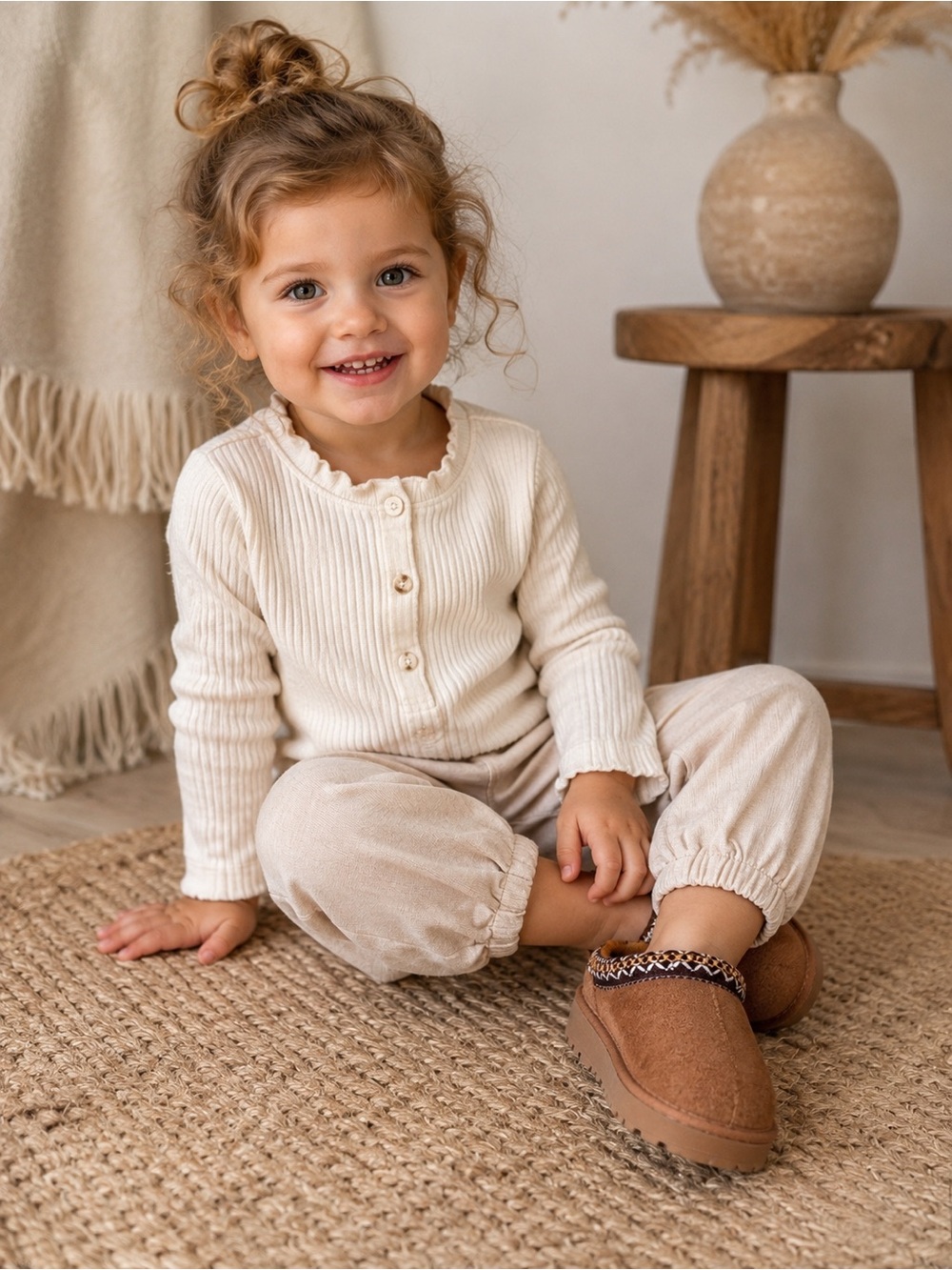 Olivia + Kate Toddler Faux Suede Faux Fur Clogs Brown Slip-On Size 6